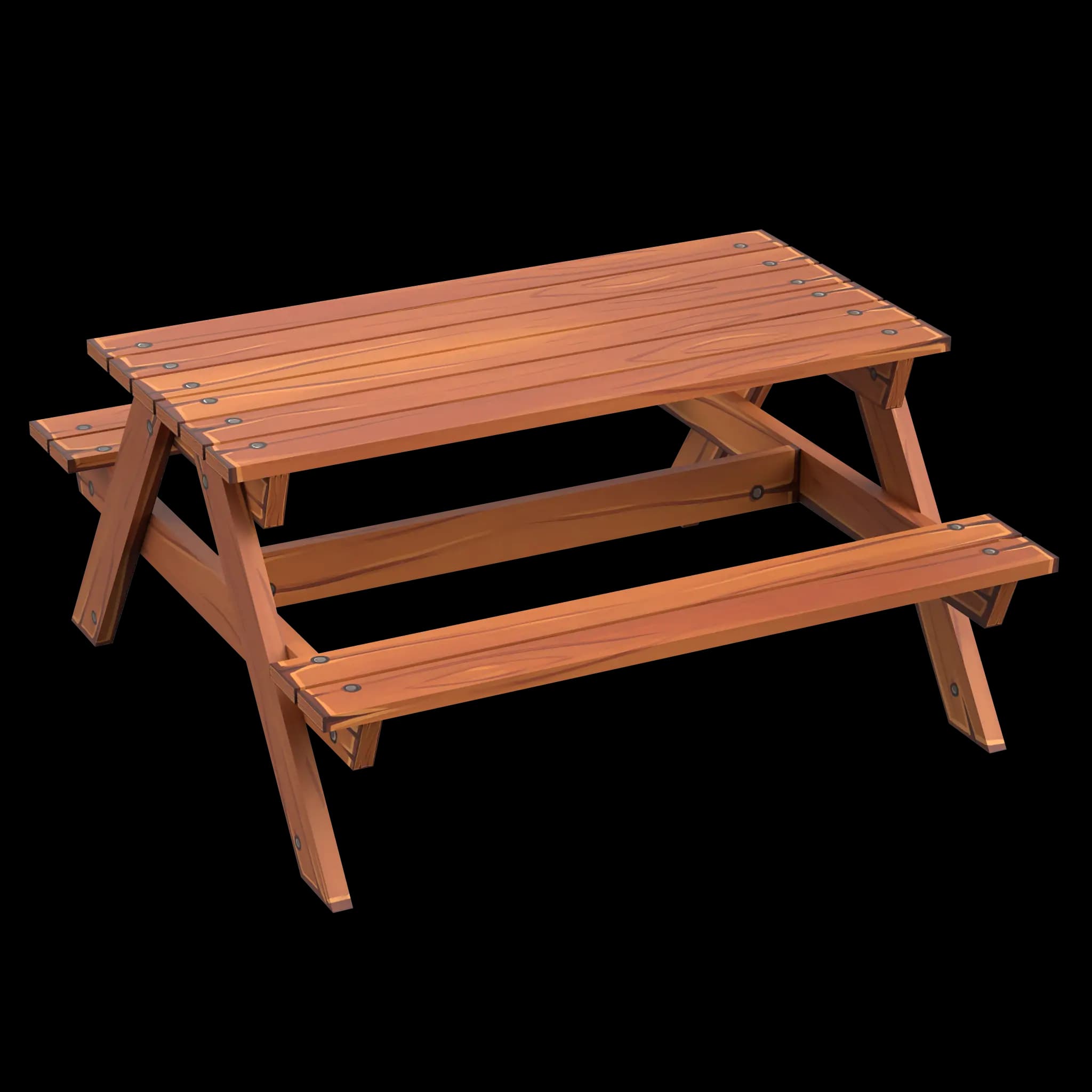 Table model textured with TextureFast: the same mesh gains wood grain and wear from its texture maps